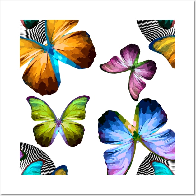 Realm of Morpho Blue and Rainbow Butterflies Wall Art by Nisuris Art